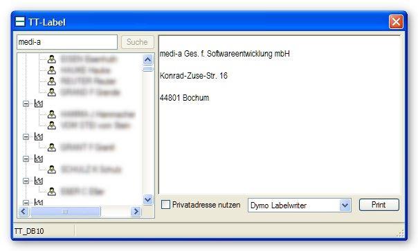 Das Bild zeigt eine beispiel Übersicht mit TT Label