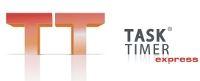 Das Bild zeigt ein kleines Schild mit dem Text "TT TaskTimer Express"
