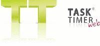 Das Bild zeigt ein kleines Schild mit dem Text "TT TaskTimer Web"